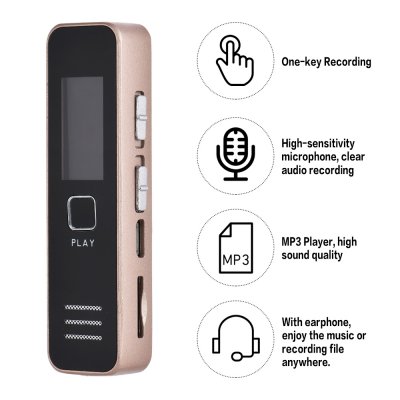 SK-007 Digital Voice Recorder 20-hour Recording MP3 Player Mini Voice Recorder Support 32GB TF Card Professional Dictaphone