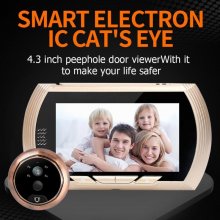 43M 4.3 inch Smart WiFi Electronic Door Viewer Doorbell 720p Camera Digital Peephole Door Bell Gold Intercom Home Safety