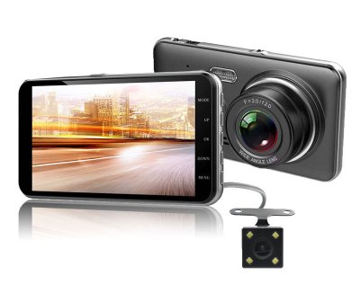D207 Car DVR Camera 4" Dual Lens Night Vision Rear View Camera G-Sensor Dash cam Video Recorder Registrar Parking Monitor