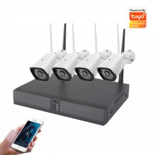 WT111 4CH 1080P Tuya Home Security WiFi NVR Kit 2MP H265 Wireless Security CCTV Camera System Vandal Proof Bullet Cameras