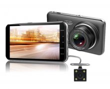 D207 Car DVR Camera 4" Dual Lens Night Vision Rear View Camera G-Sensor Dash cam Video Recorder Registrar Parking Monitor