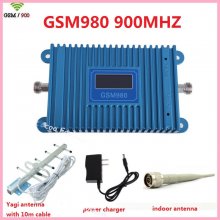 GSM980 LCD Display GSM 900Mhz Mobile Phone GSM980 Signal Booster GSM Cell Phone GSM Signal Repeater Amplifier + GSM Yagi Antenna