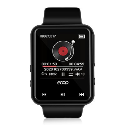 VR610 Digital Watch MP3 Player,eoqo 16GB Lightweight Music Player with FM Radio,Noise Cancellation Voice Recorder,Built-in Speaker,3.5mm Wired Earphones for Running