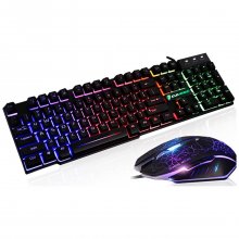 KT6 Waterproof USB Wired Keyboard Computer PC Backlight Gaming Keyboard Mouse Combos 1600dpi Mouse Mechanical Game Set