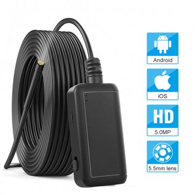 SN18 5.5mm Inspection Camera 5.0MP Wireless Borescope WiFi Snake Camera with 6 LED for iPhone, Samsung, Android Tablet