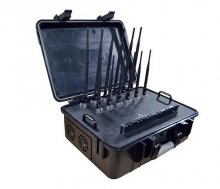 CP-12 High power portable Jammer for 2G/3G/4G/5G WIFI 433+868 Jammer with LOJACK GPSL1-L5 WIFI2.4G 5G Signals, Suitcase Build-in Battery and AC adapte