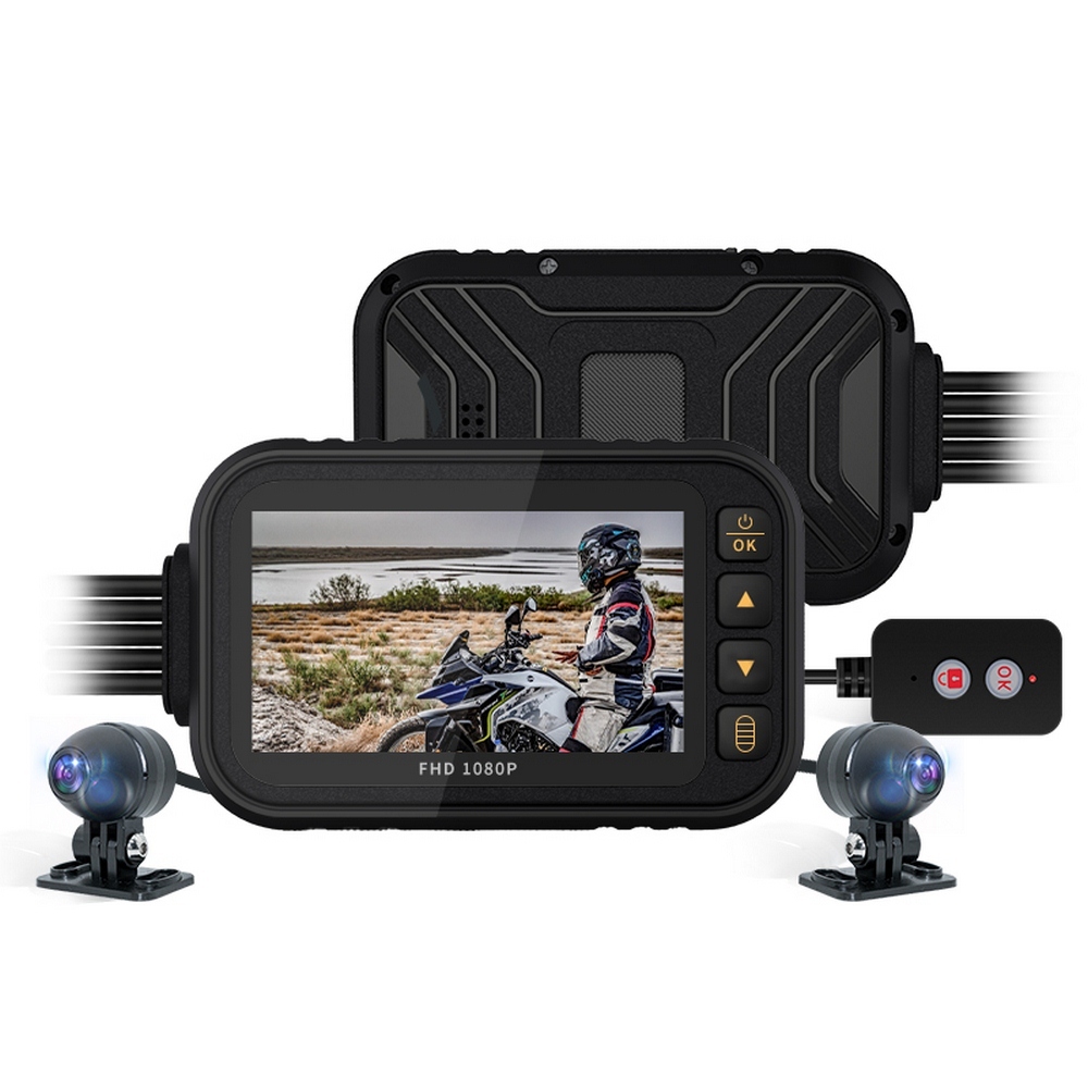 MT35 3 Inch 1080P Motorcycle Dash Cam Dual Front Rear Camera Bike Dashcam Recorder with G-sensor Parking Mode Loop Recording GPS DV