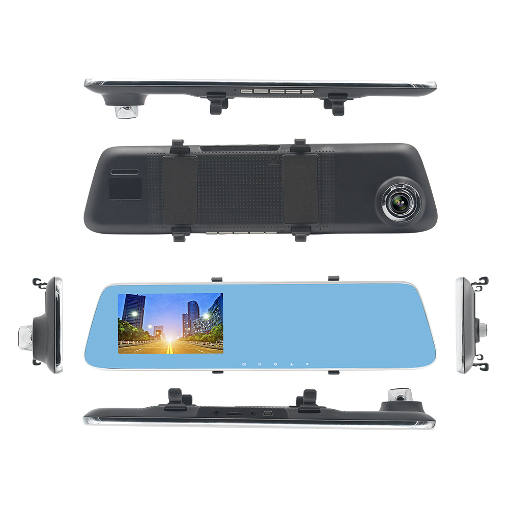 907T 4.3'' Car DVR version upgrade 1080P touch screen car camera rearview mirror Dual lens Video Recorder dash cam