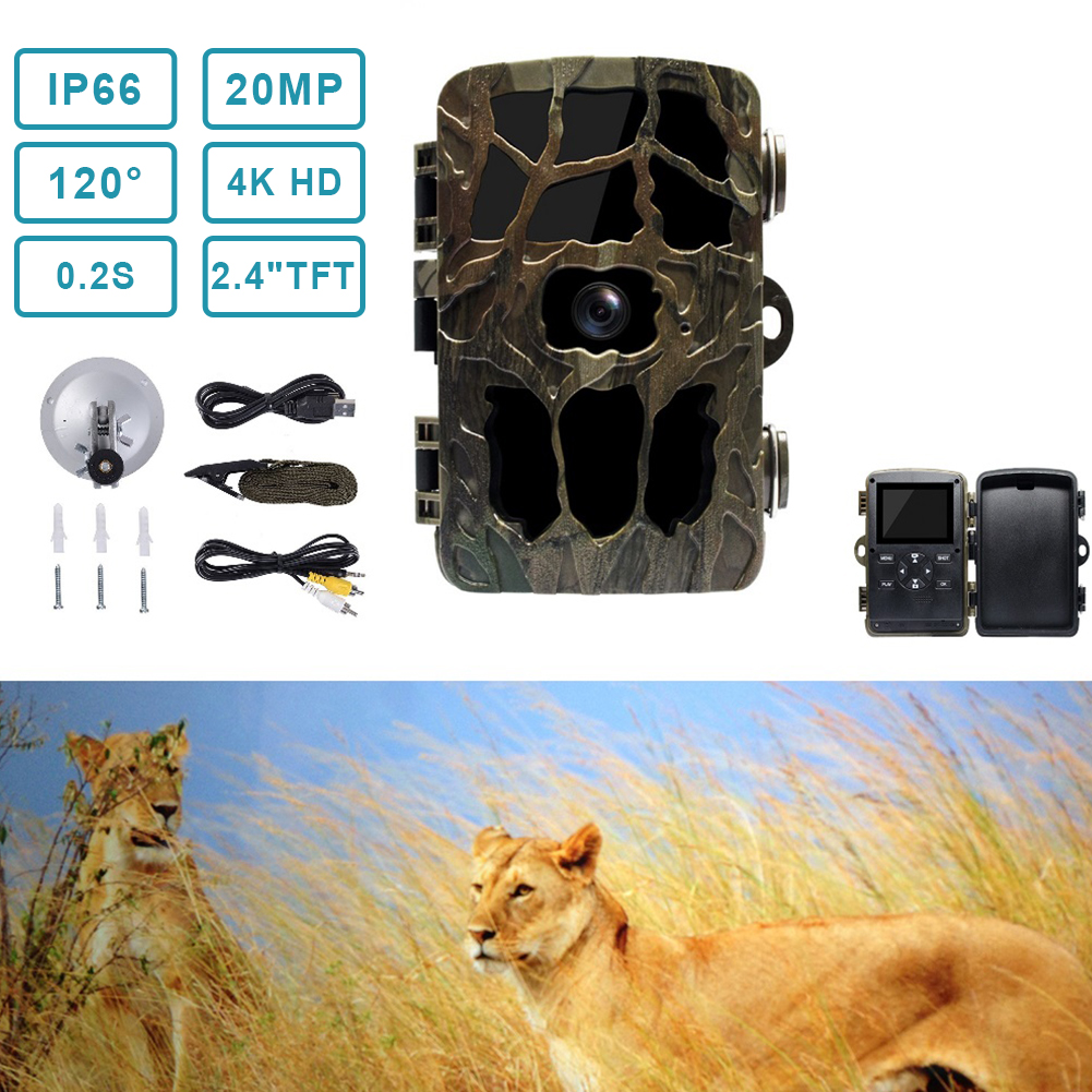 H982 New 4K 20MP Outdoor Hunting Trail Camera PK 801A Infrared Ful HD 0.2s trigger Hunter Camera for animal fotografica profesional