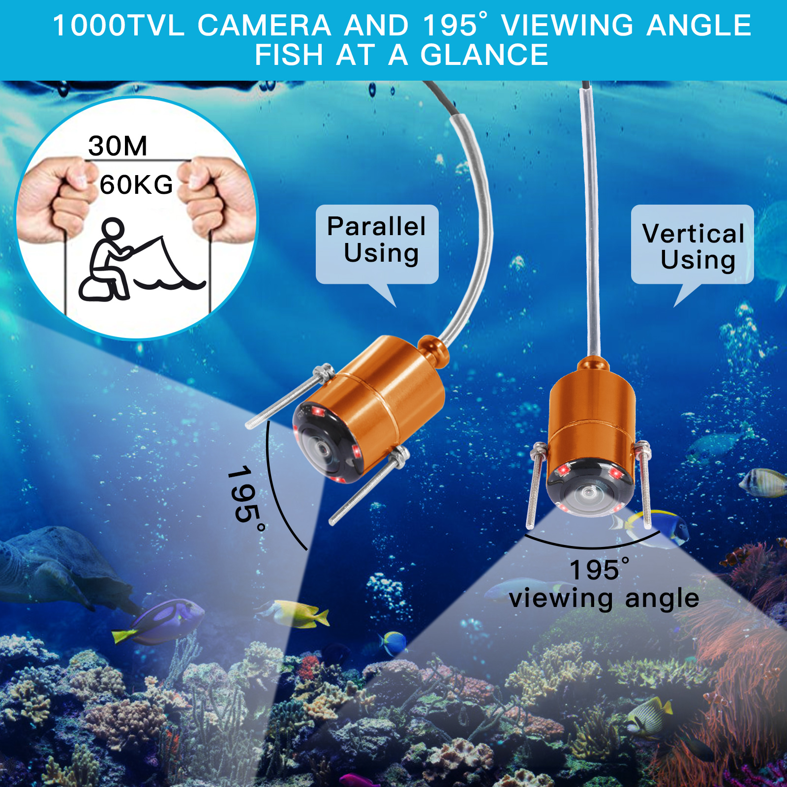 Fish138 4.3 Inch Underwater Video Fish Finder Fishing Camera 30M 1000TVL 195° HD Wide-Angle Infrared Night Vision For Ice/Sea fishing