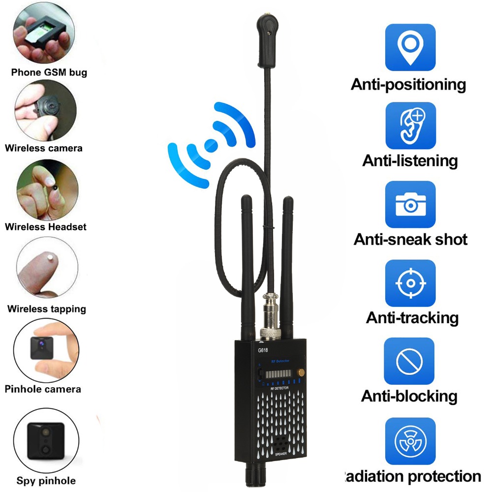 G618 Three Antennas professional radio frequency detection device gsm GPS RF signal detector Anti Wiretapping wireless camera Detects