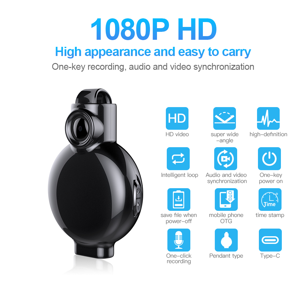 HV6 high-definition wide-angle camera V6 mini camera AVI video 1080P, 250mah built-in battery, one-key video recording camera