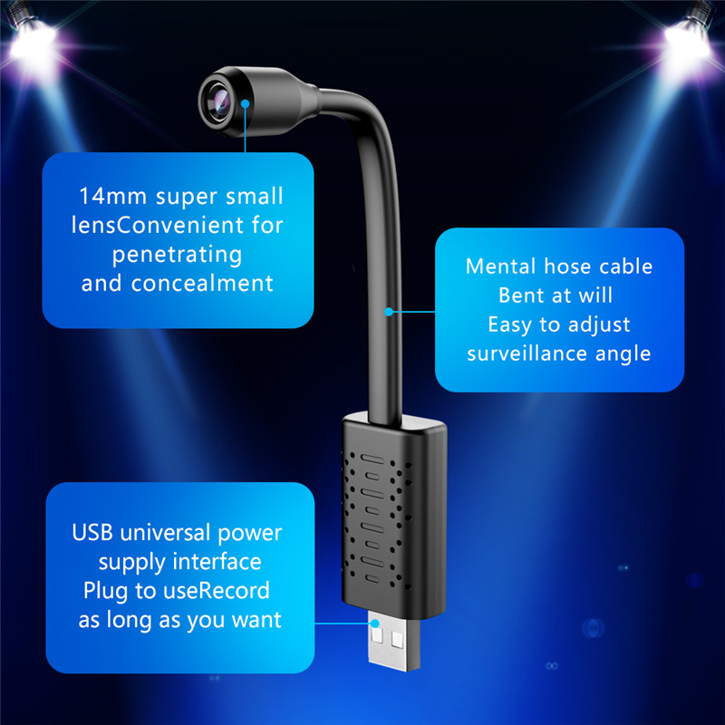 U21 Smart Mini Wifi USB Camera Real-time Surveillance IP Camera AI Human Detection Loop Recording Mini camera Support 128G