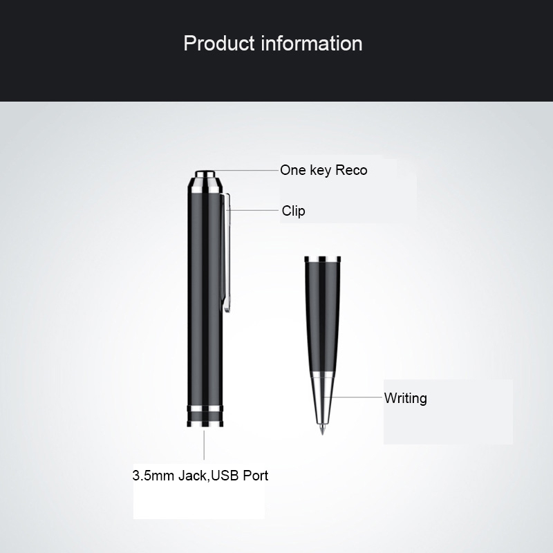 CQ92 24hours Long time Recording HD Metal Writing Pen Audio Voice Recorder Professional MP3 Music Player