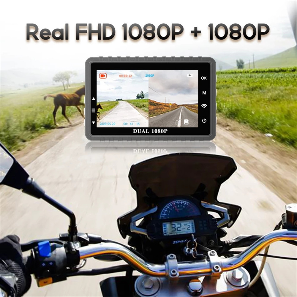 MT24 3” Motorcycle Sprint Cam Motorcycle DVR Dual 1080P Waterproof Camera SONY Sensor Recorder GPS/WiFi Night Vision Driving Recorder