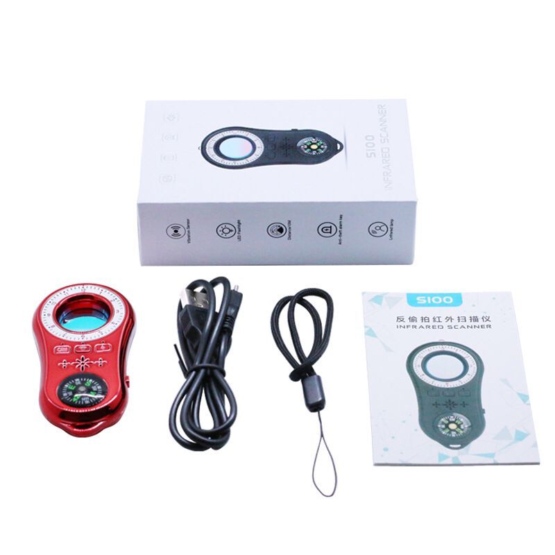 KS100 Multifunctional Mini LED Anti Candid Detector Hidden Camera Scanner Infrared Anti-Spy Tracker Protect Privacy Secure Scan USB