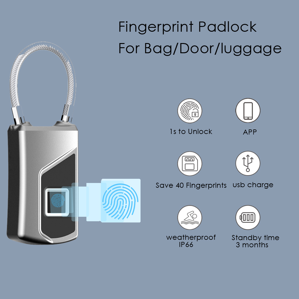 L1 Wireless/Smart Door Lock Keyless Fingerprint Padlock Bluetooth Wifi Biometric/Digital Finger Print Waterproof Electric Locks