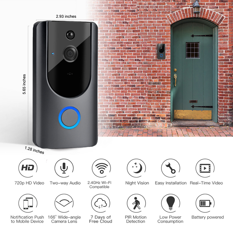 M2P M2 2019 Smart WiFi Video Doorbell Camera Visual Intercom with Chime Night Vision IP Door Bell Wireless Home Security Camera
