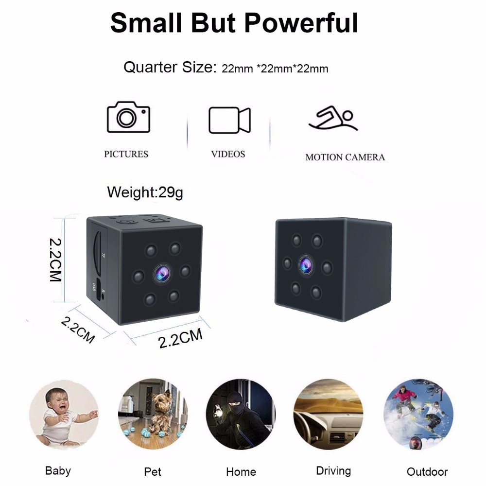 MD23 HD 1080P Mini Camera sport DV Portable Covert Body Cam with Night Vision and Motion Detection Small Security Carmera hidden card