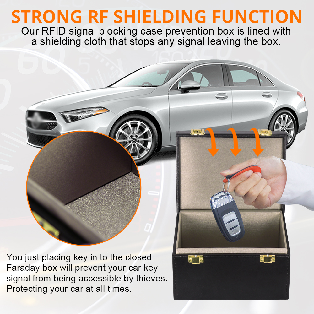 PB11 Anti Car Theft Faraday Car Keys Signal Blocker Box Car Key Signal Block Box RFID Pouch Car Keys Cell Phone Signal Shielding Case