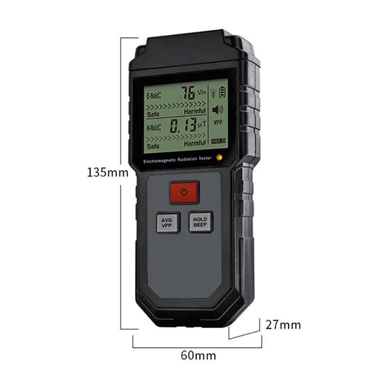 ET825 Radiation Meter Antislip Safety Data Locking Electromagnetic Detector Smart Monitor ABS Measuring Radio Wave LCD Display
