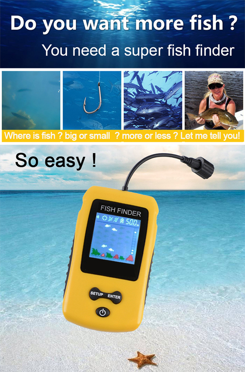 TL86 Wired Fish Finder 100M Portable Sonar Sensor LCD Fish Finders Echo Sounder Fishing Finder Fishfinder For Outdoor Fishing
