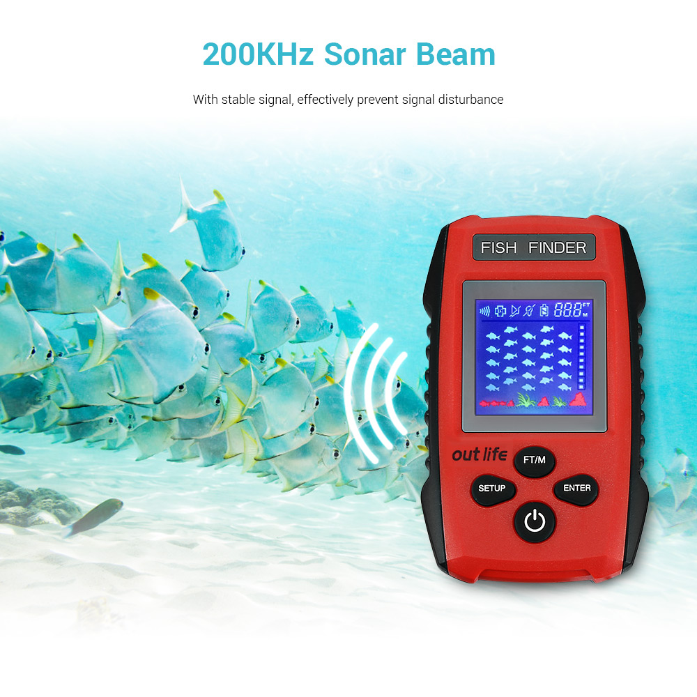 XJ-01 Outlife Smart Portable Depth Fish Finder with 100 M Wireless Sonar Sensor Echo Sounder Fishfinder for Lake Sea Fishing Saltwater