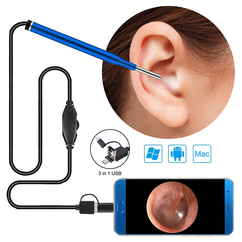SN07 3-in-1 Ear Cleaning Endoscope Camera 3.9mm 720P HD 1.0 MP Borescope Inspection Camera Otoscope Visual Earpick Tool for Android