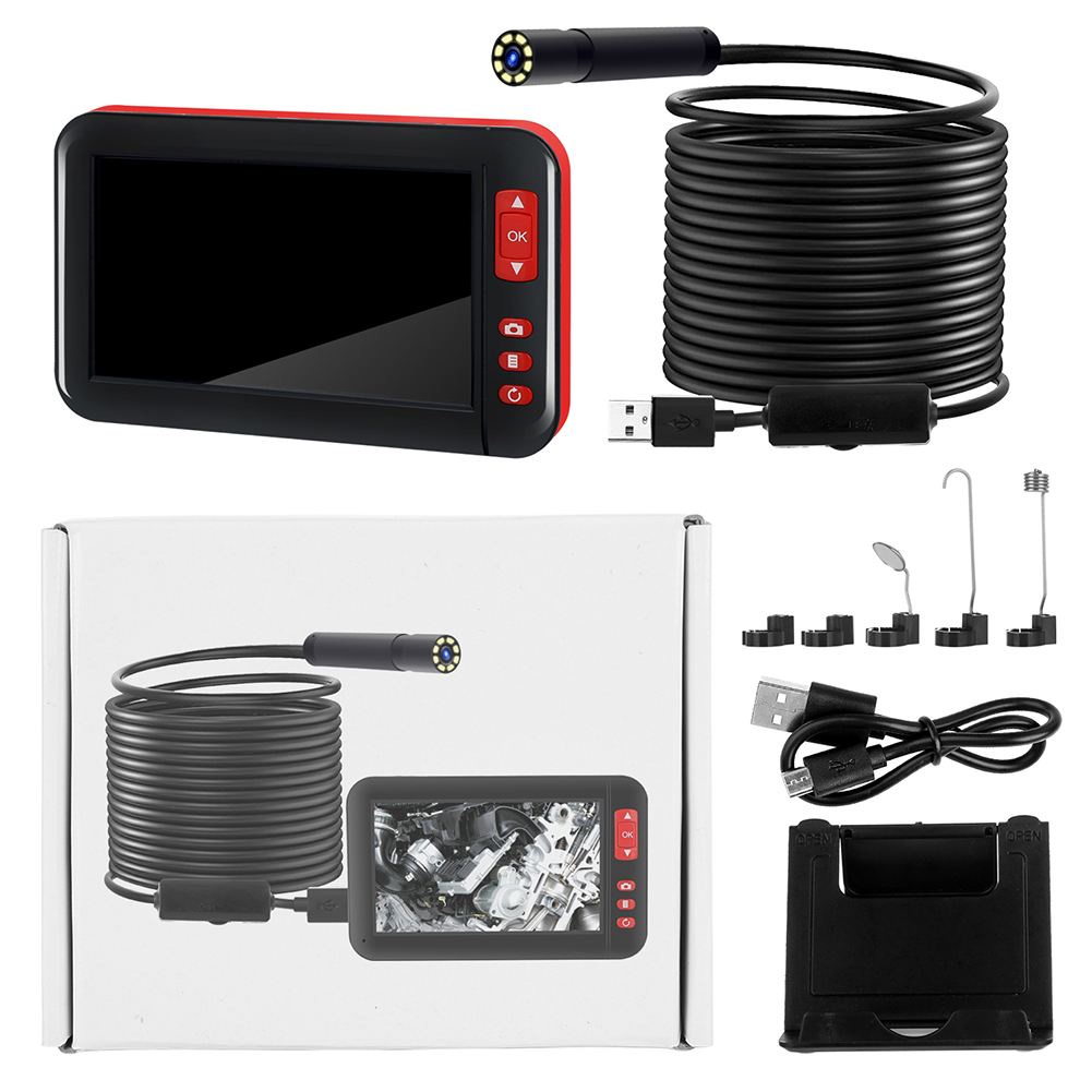 SN17 1080P HD 4.3 inch LCD Endoscope 8MM Borescope Micro Inspection Camera with Hard Cable for Pipe Engine Inspection