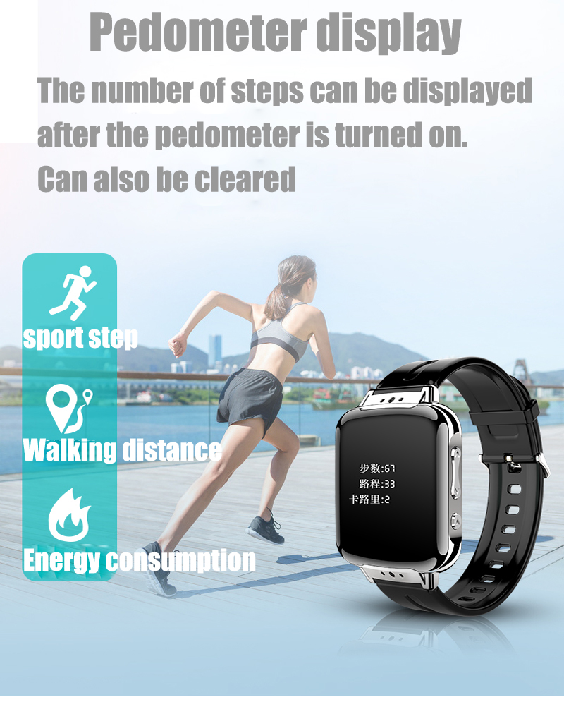 HQ11 Portable MP3 Player 8GB Bluetooth Running Pedo Meter Sports Music Player with Pedomete, can listen to music smart watch
