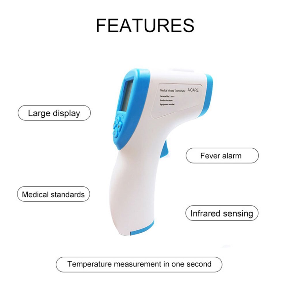 Zdr100 Infrared Thermometer Non-Contact Temperature Measurement Lcd Display Automatic Data Hold Blue
