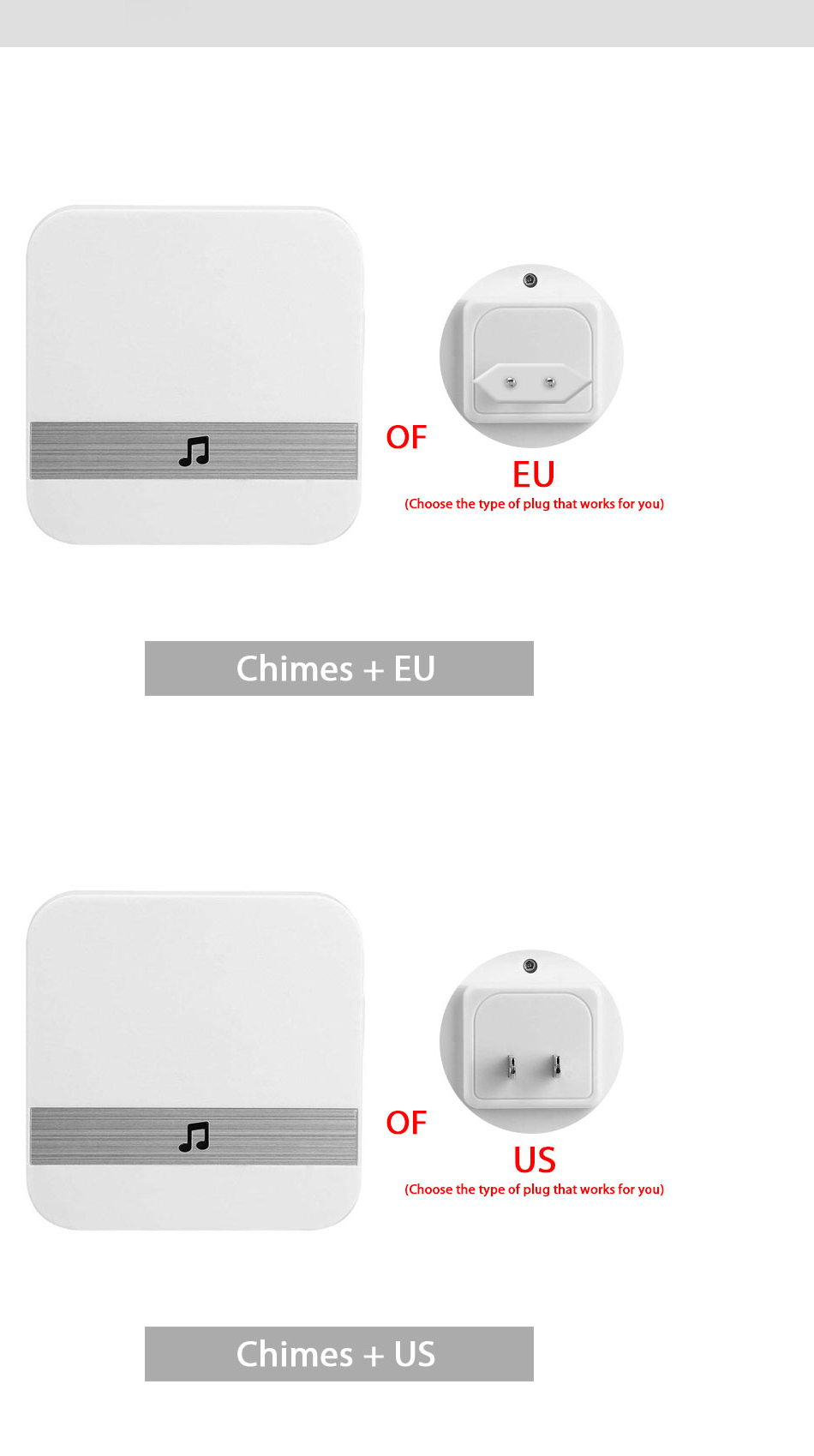 CH01 Chime Doorbell Receiver Ding Dong AC 90V-250V 52 Chimes 110dB Wifi Video Doorbell Camera Low Power Consumption Indoor Bell