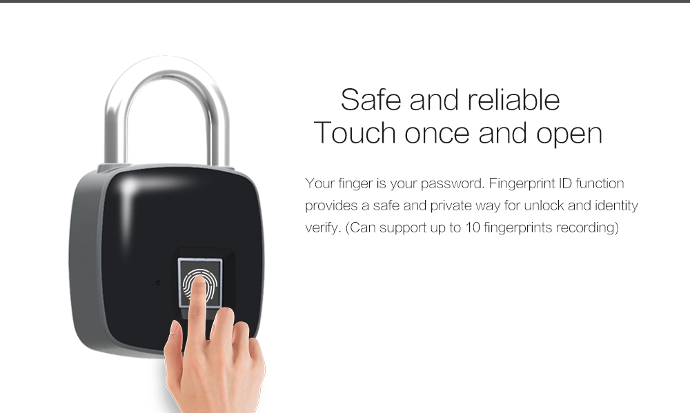 P3 Waterproof Keyless Anti-theft Padlock - Standalone Biometric, Fingerprint Lock, Access Control, Reader Controller