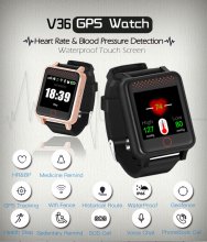 V36 Watch GPS Tracker For Elederly Kids RF-V36 GPS AGPS LBS WiFi Tracking Heart Beat&Blood Pressure&Sedentariness Reminder SOS Alarm